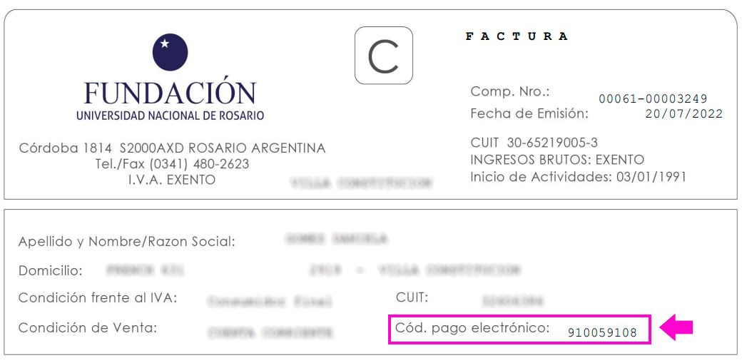 Factura de Fundacin